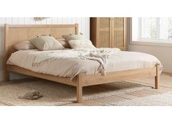 5ft King Size Rattan and Oak Colour Wood Bed Frame 1